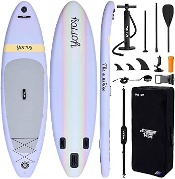 YOTTOY Inflatable Stand Up Paddle Board,Stable Lightweight 105" SUP with Non-Slip EVA Deck, Premium Paddleboard Accessories, Three-Fin System & Carry Bag,All-Around Inflatable SUP