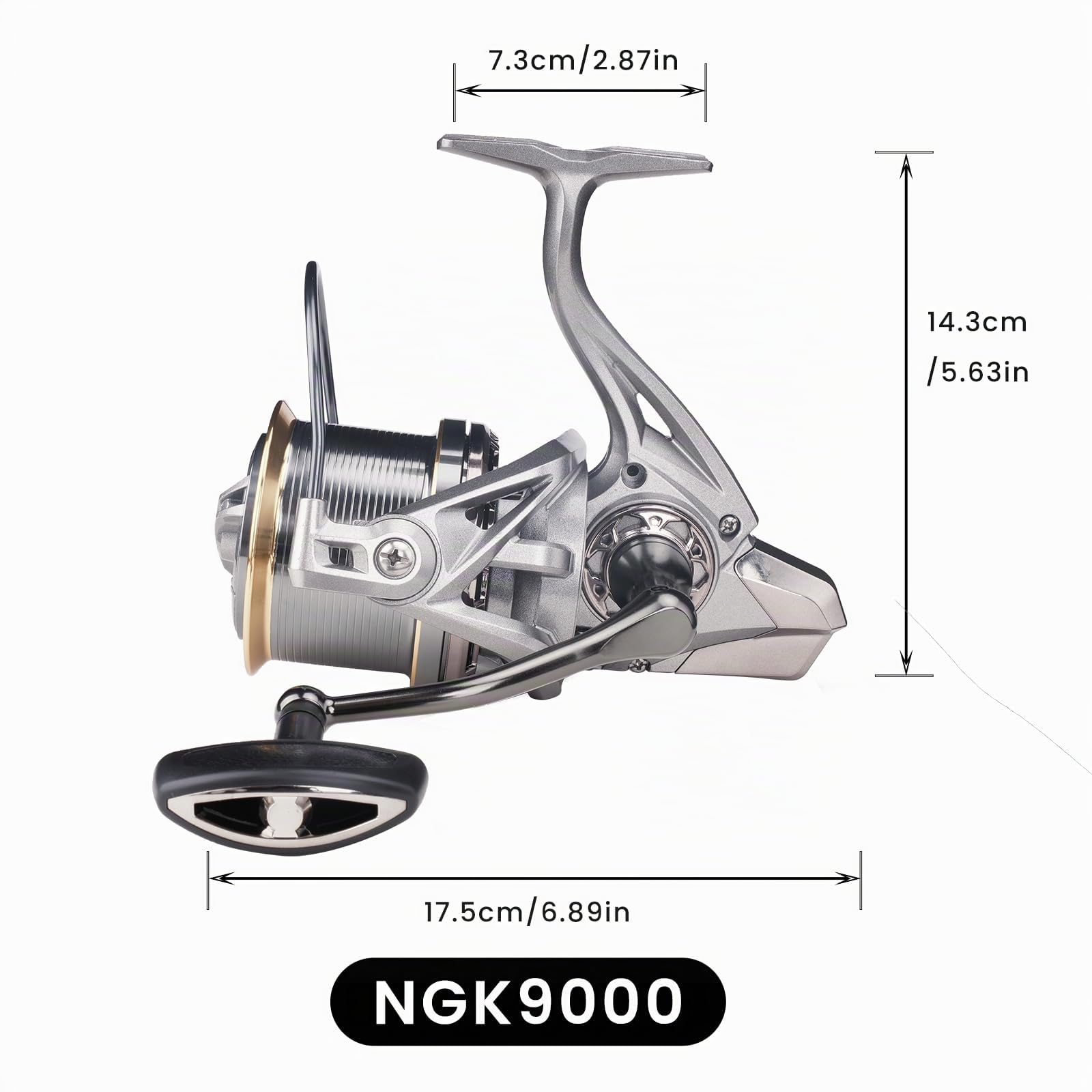 HAUT TON Spinning Reel 8000/9000/10000/12000/14000,17+1BB Metal/Graphite Frame Surf Fishing Reels,4.8:1 Gear Ratio 55lbs Drag Medium/Heavy Long Casting Inshore Offshore Saltwater Monster Fish.