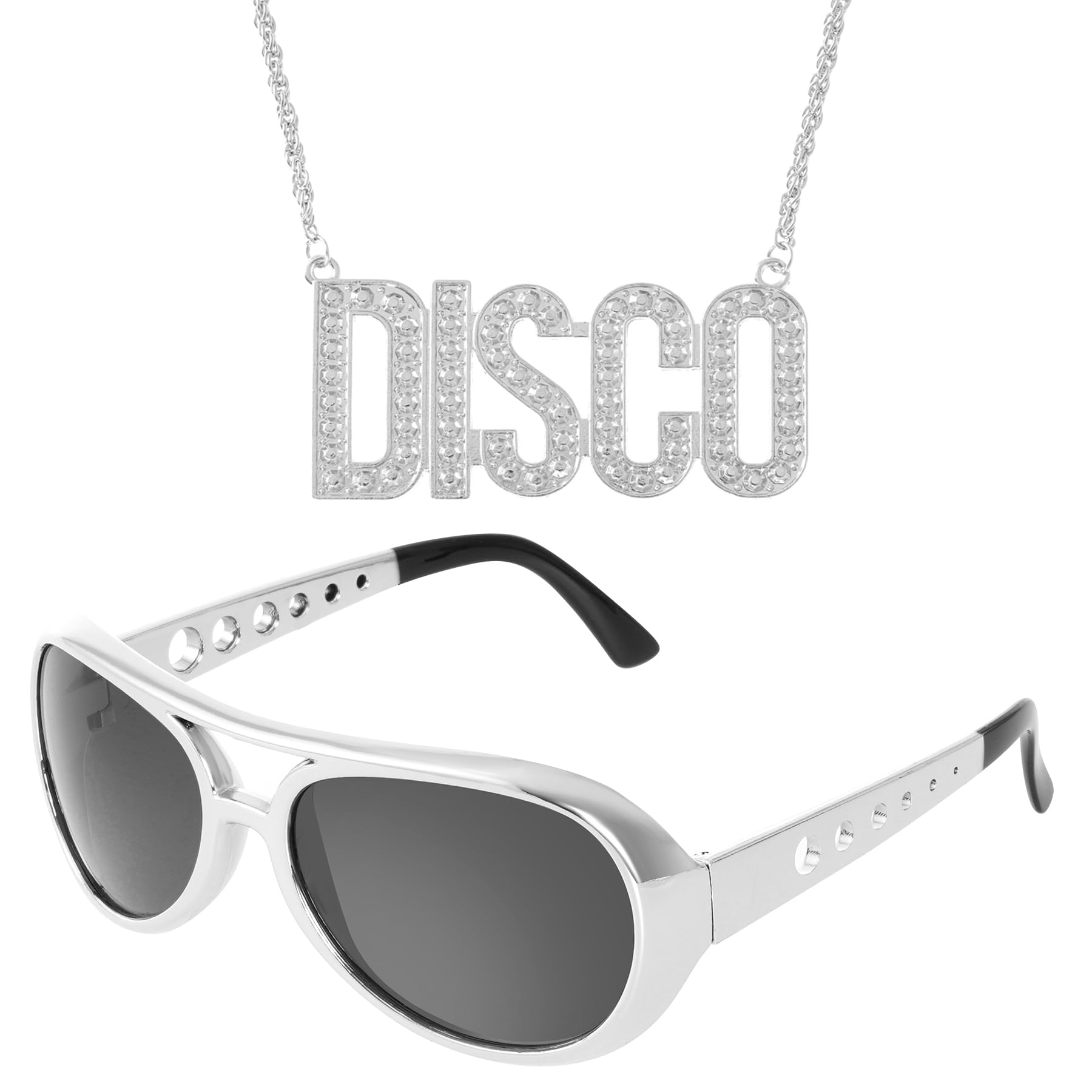 tiggell 2pcs Disco 50s 60s Set Rock Star Cool Outfit Golden for Teen Adult Costume Dress Up Cosplay Halloween Birthday Party