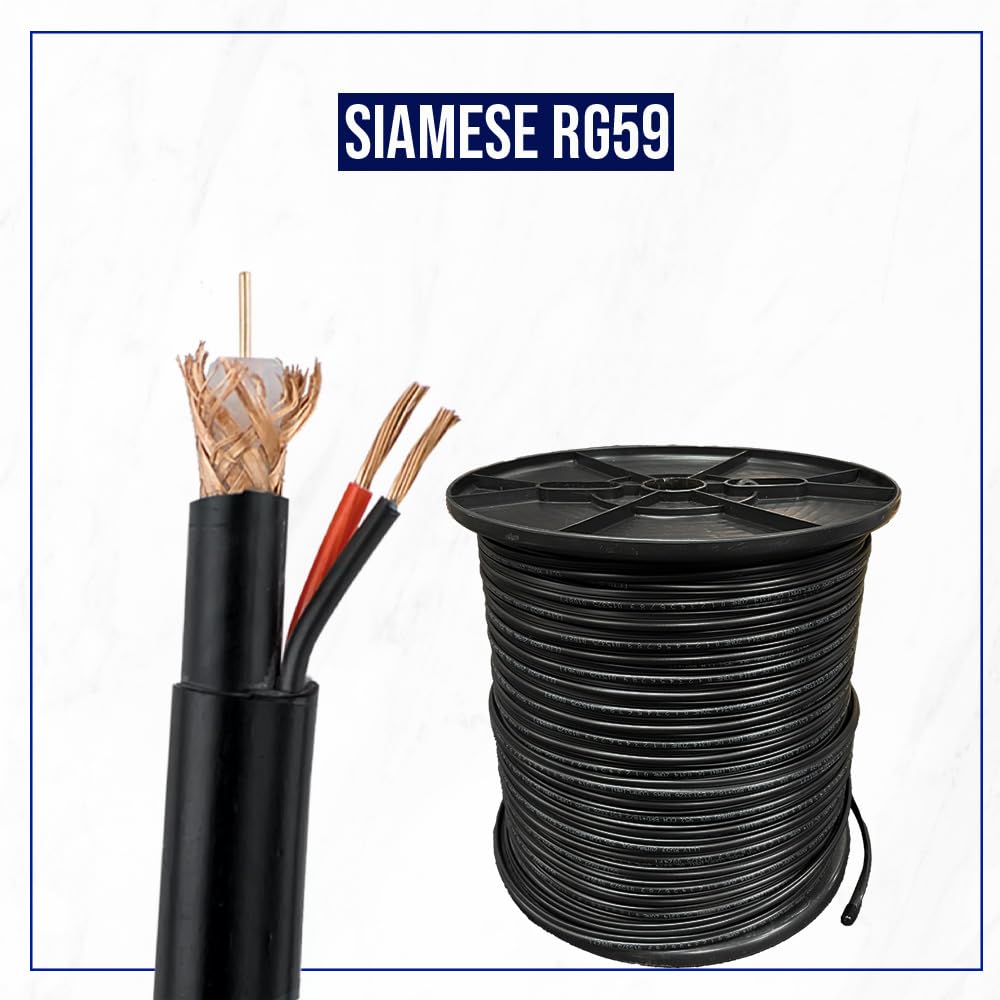Câble Vidéo Coaxial RG59 + Alimentation 300 M - Pour Caméras CCTV, Professionnel, étanche