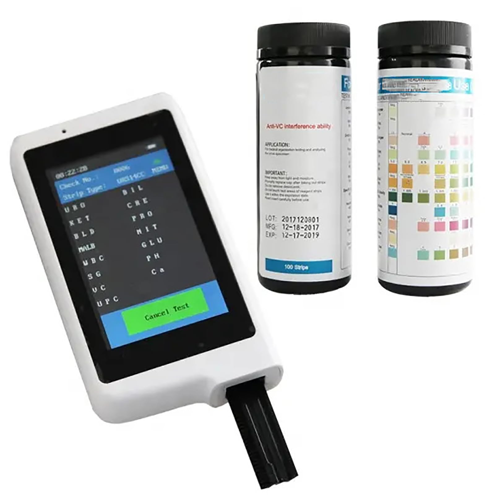 Analizzatore digitale delle urine con schermo a colori, 14 test di routine delle urine, carta per test pH, connettività Bluetooth per uso domestico e ospedaliero