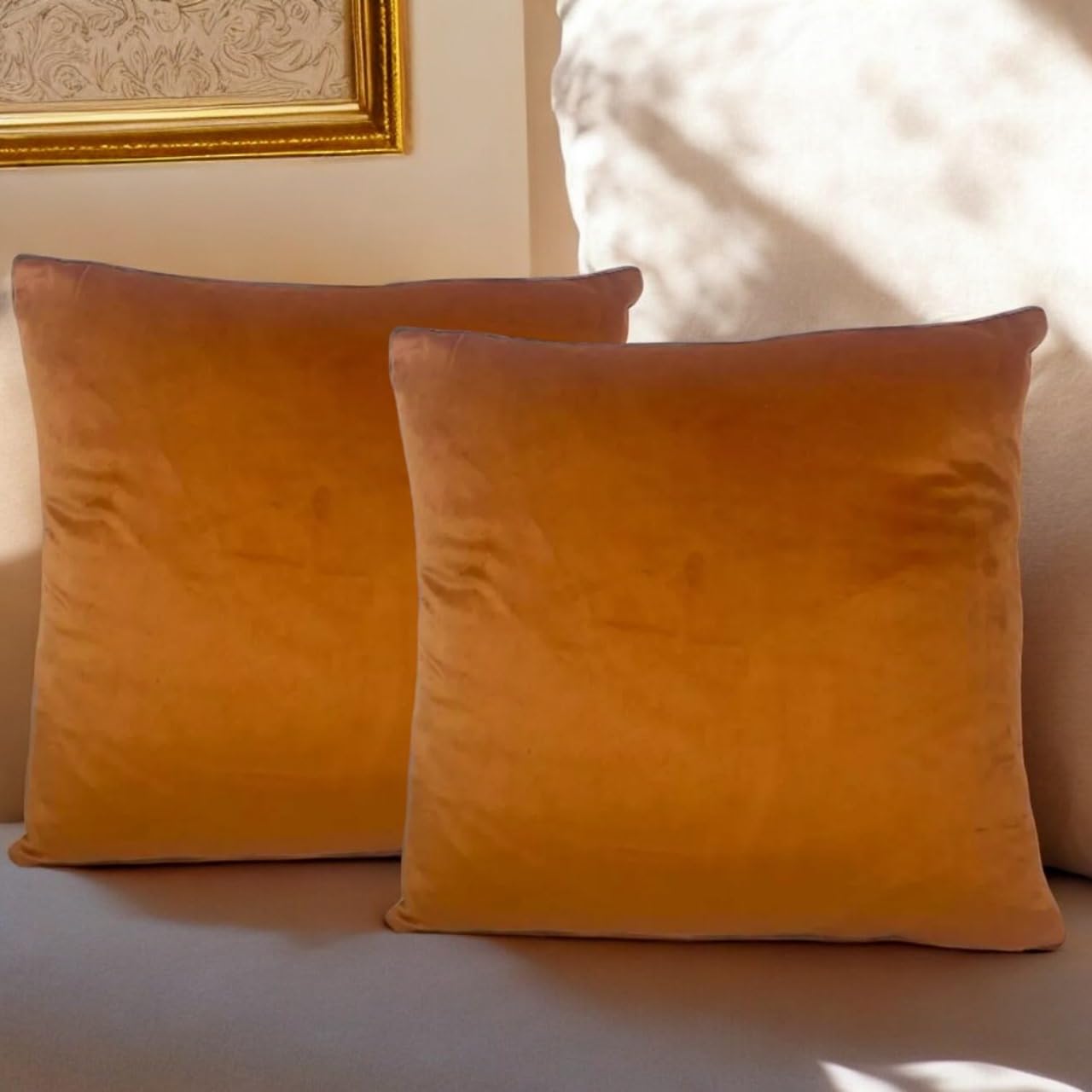 Seechoo Velvet Cushion Covers, Set of 2, 45cm x 45cm, 18x18 Inch, 17 Colours, Extra Soft Plush, Decorative