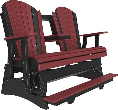 Miniatura 5 de LuxCraft Adirondack - Planeador de balcón de 5 pies con consola desplegable (tangerina sobre negro)