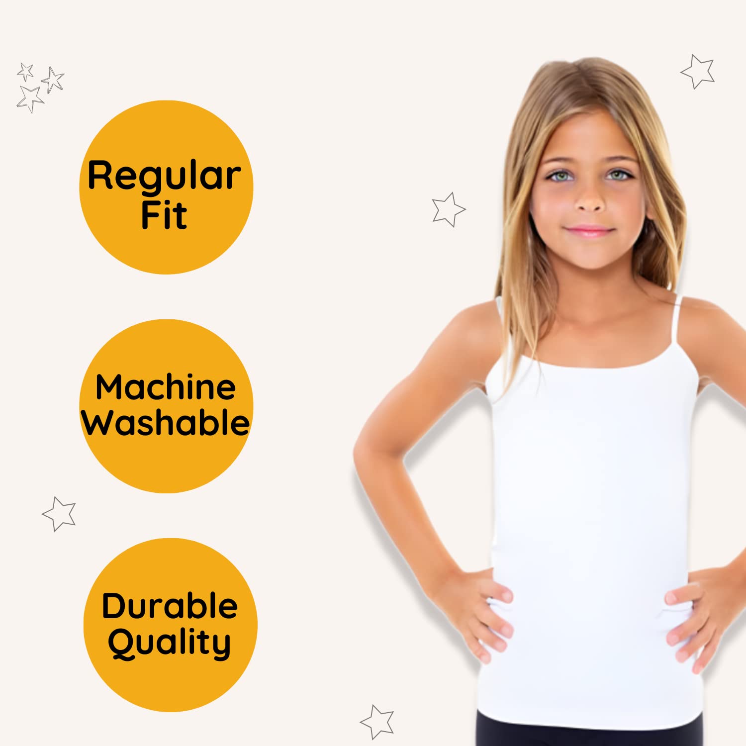 Yuneek Girl's Cotton Regular Fit White Full Slip/Cami Combo (7-8 Years, 6) - Image 4 thumbnail