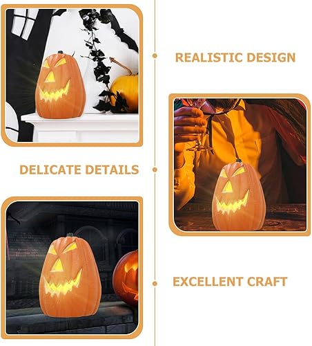 Miniatura 4 de Happyyami Calabazas de plástico con luces espeluznantes, 2 calabazas iluminadas para exteriores e interiores, decoraciones de calabaza de Halloween,