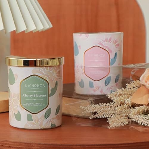 Miniatura 5 de LeHOMIA Vela perfumada para el hogar velas de aromaterapia de cera de soja natural, velas de tarro de vidrio perfumadas Sakura Set de regalo para