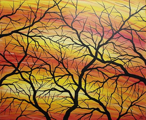 Tableau moderne silhouettes de branches 38 x 46 cm cadre deco nature contemporaine