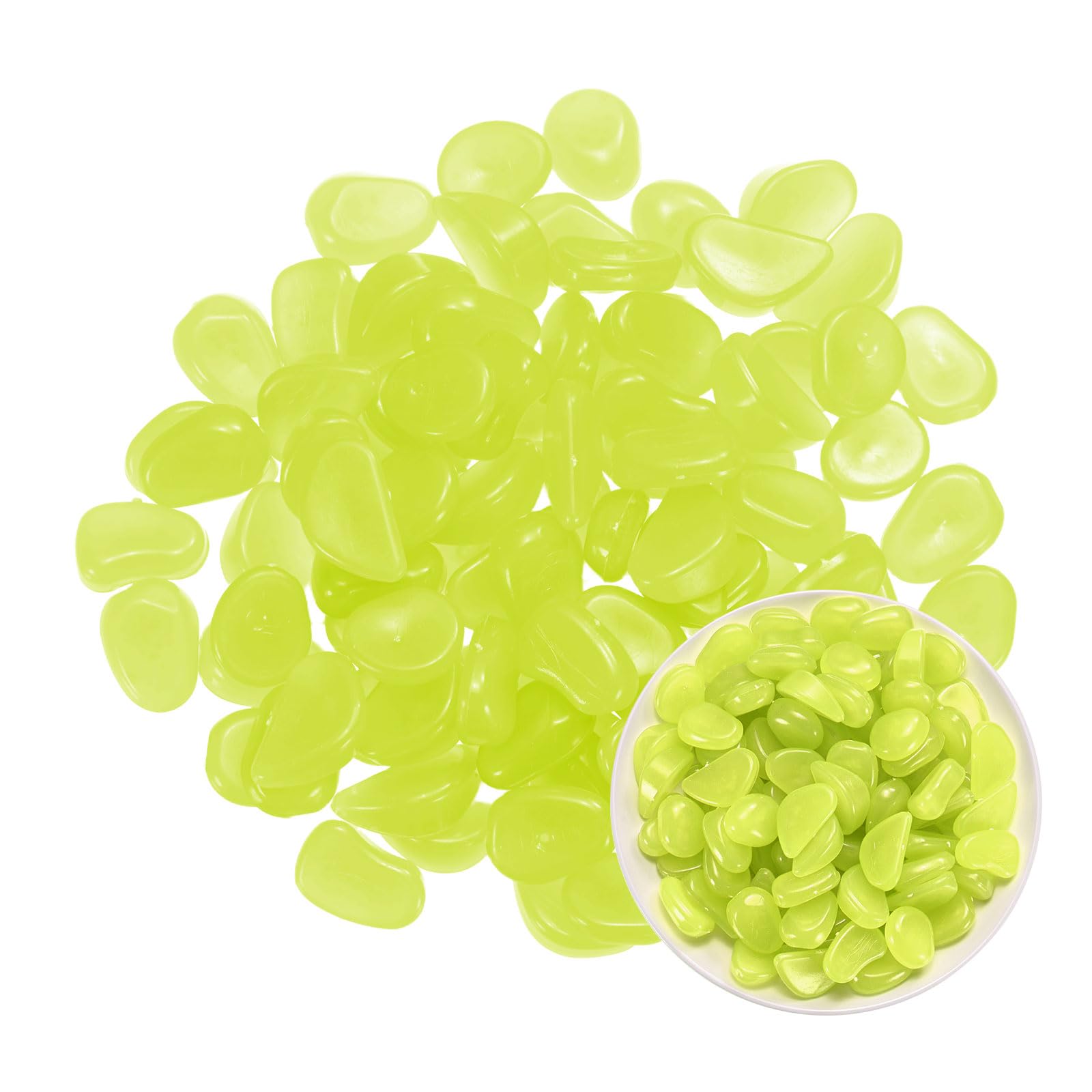 M METERXITY 50-Pack Glow in the Dark Rocks, 1.06" Resin Outdoor Garden Decorations Luminous Pebbles Stones for Garden Plants/Aquarium/Backyard Path, Aquarium Gravel [Yellow]