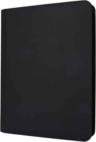 Luck Dragon 12 Pocket Side Loading Zip Card Binder, Black, 20 Pages Included, Fits 480 Cards