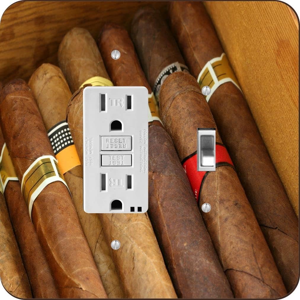 Sam Sandor - Cigar Mix in Humidor Box -Light Switch Plate Covers - Double GFI Double Rocker - Two Gang Switch Plate Cover