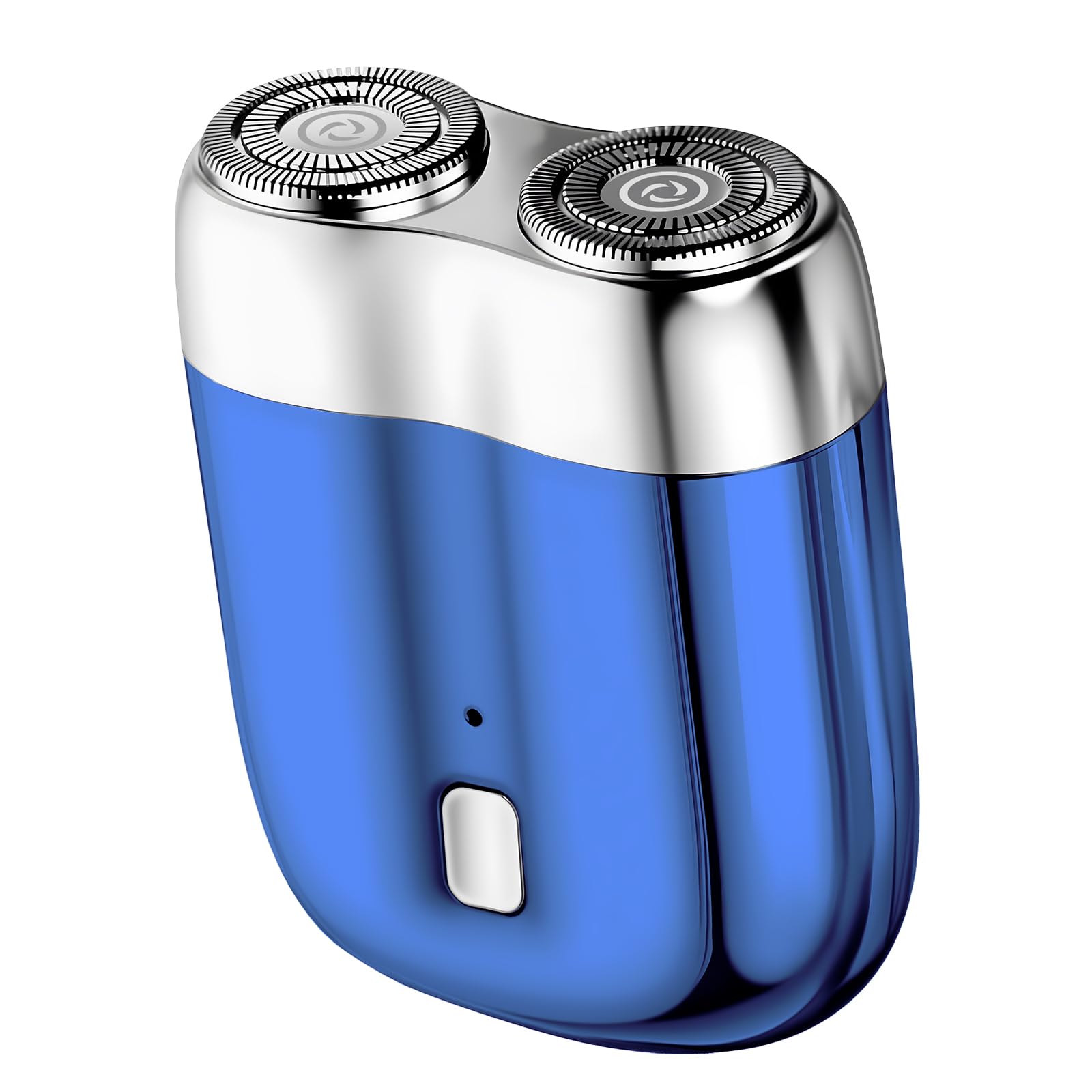 LOPHE Mini Afeitadora Eléctrica Hombre, 1 Pieza Afeitadora Pequeño Giratorio de Doble Anillo, Recargable por USB, Afeitadora Eléctrica Portátil con Cuchillas Dobles Flotantes, Impermeable (Azul)