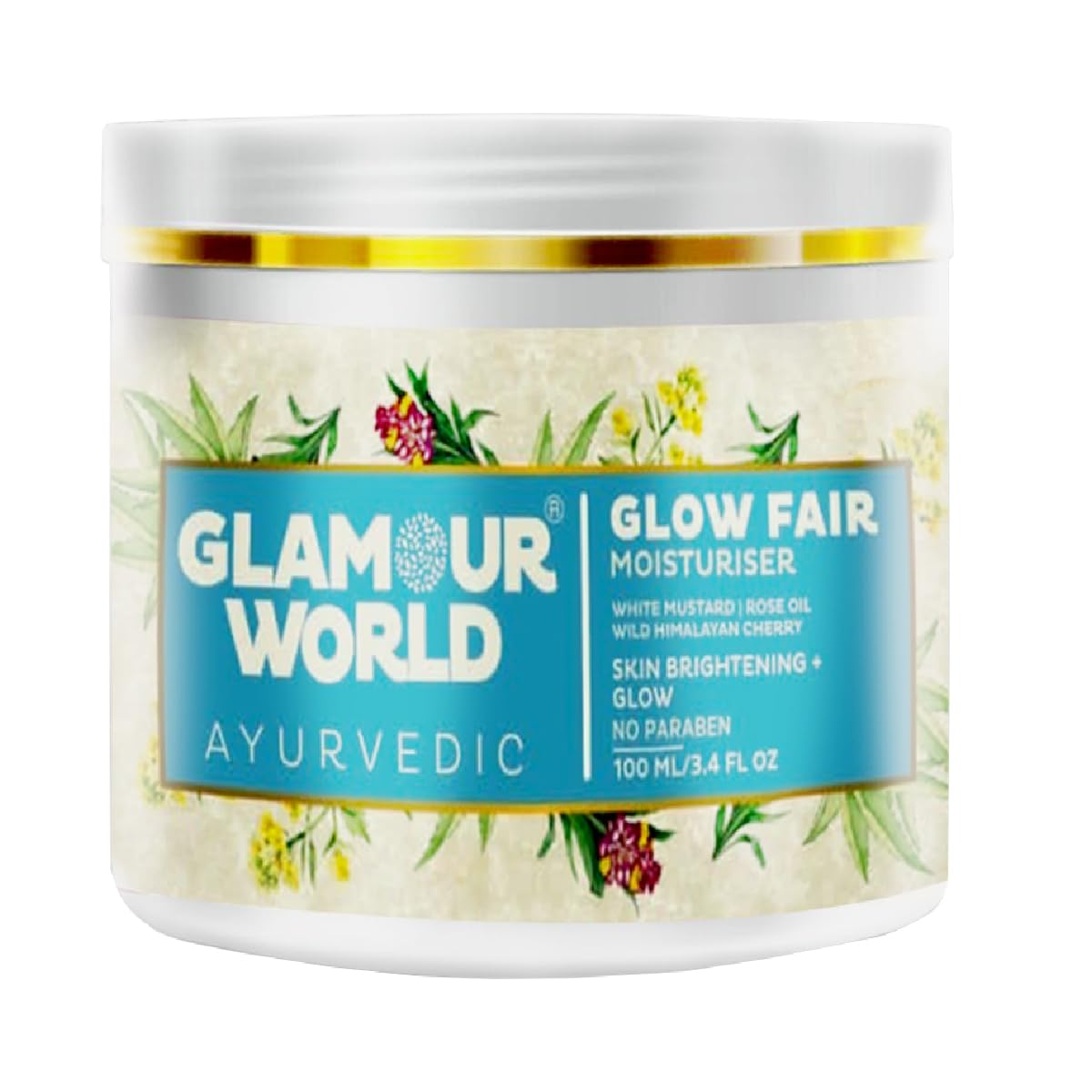 Glamour World Ayurvedic Glow Fair Moisturiser|Moisturises skin leaving it glowing and bright| Enriched with Turmeric | Rakta Chandan | Yasthimadhu | Swetsarsap | Padmakastha