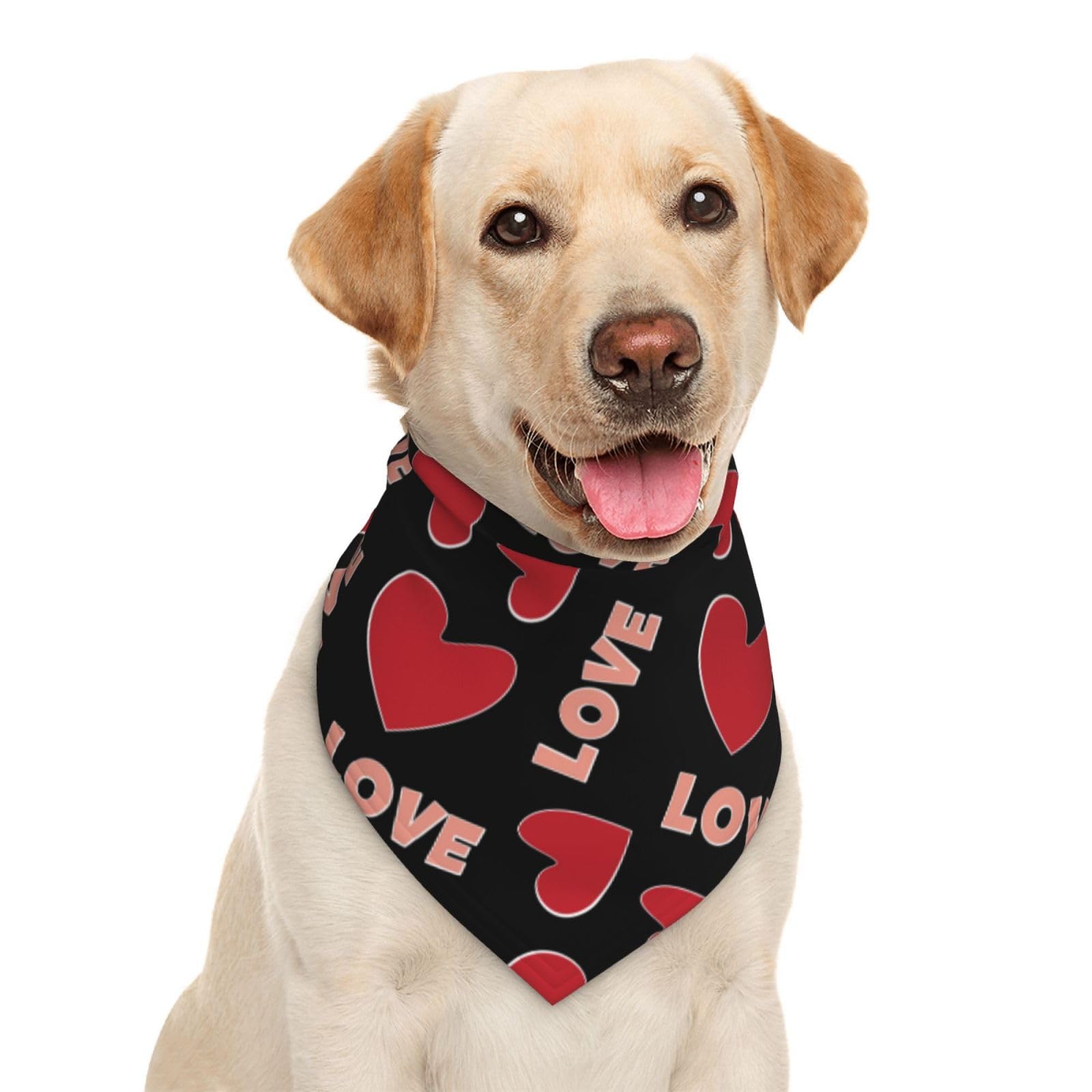 Red Love Black Valentine's Day Romantic Dog Bandana Scarf Triangle Bibs Pet Accessories Cat Kerchief