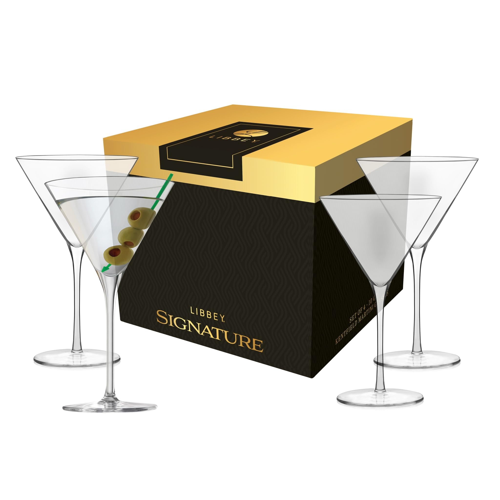 Libbey Signature Kentfield Martini Glasses 10-Ounce Set of 4 Made in USA Dishwasher Safe Elegant Cocktail Glassware Gift