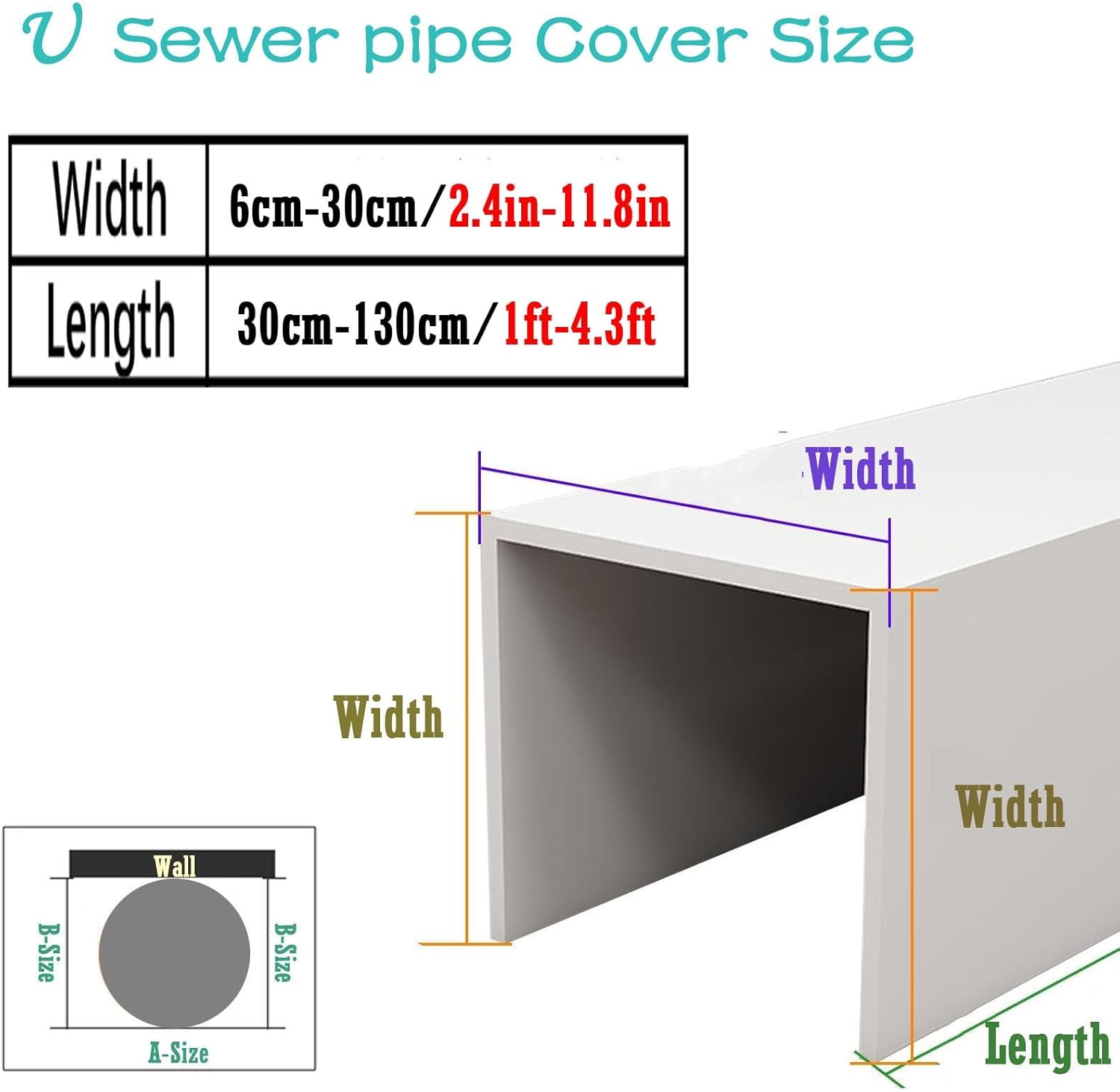 U-Shaped Pipe Rainproof Cover, Weatherproof Wood Grain Ventilation Duct Covering, Pipe Drainage Concealer for Wall Ducting (60/80/90/100/130 cm) - Durable, Stylish, Weather Resistant