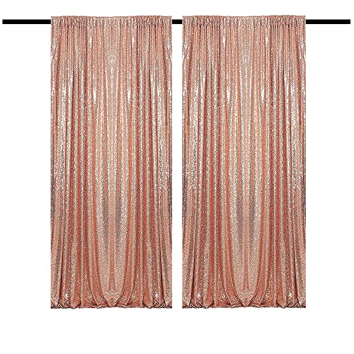 TCBESTO Rose Gold Curtain Backdrop 4FTx8FT 2 Panels Rose Gold