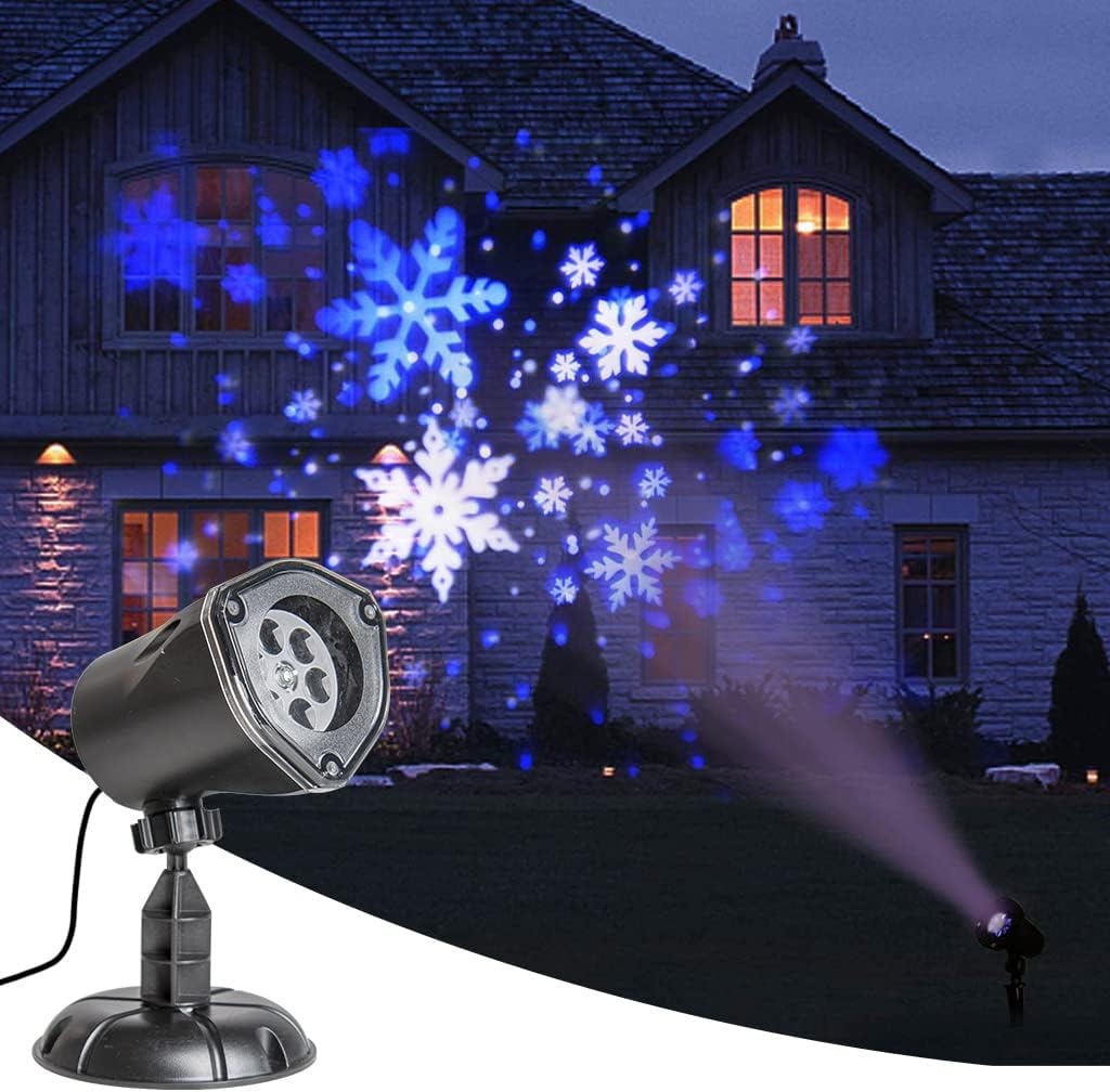 EAMBRITE Christmas Projector Lights LED White Blue Rotating Snowflake Projector Light for Birthday Wedding Theme Party Garden Home Winter Outdoor Indoor Decor