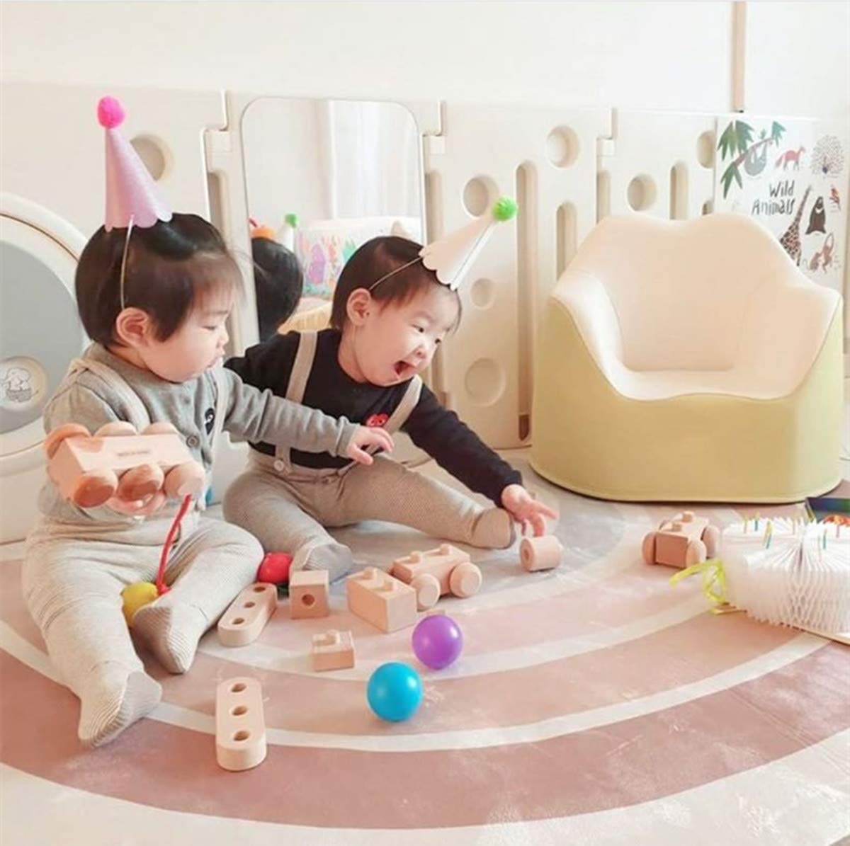 Cute Baby Teppich, Kaschmirimitat Regenbogen-Krabbeldecke,Baby Spielmatte Kinderteppich Decke Baby Aktivität Raumdekoration Crawling Decke Pad 145 * 105CM