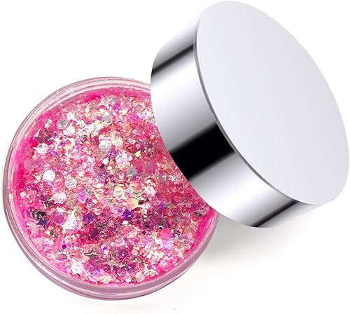 Miniatura 7 de Electric Bliss Beauty - Gel holográfico con purpurina corporal para cuerpo, cara, cabello, vegano y libre de crueldad animal (rosa neón)