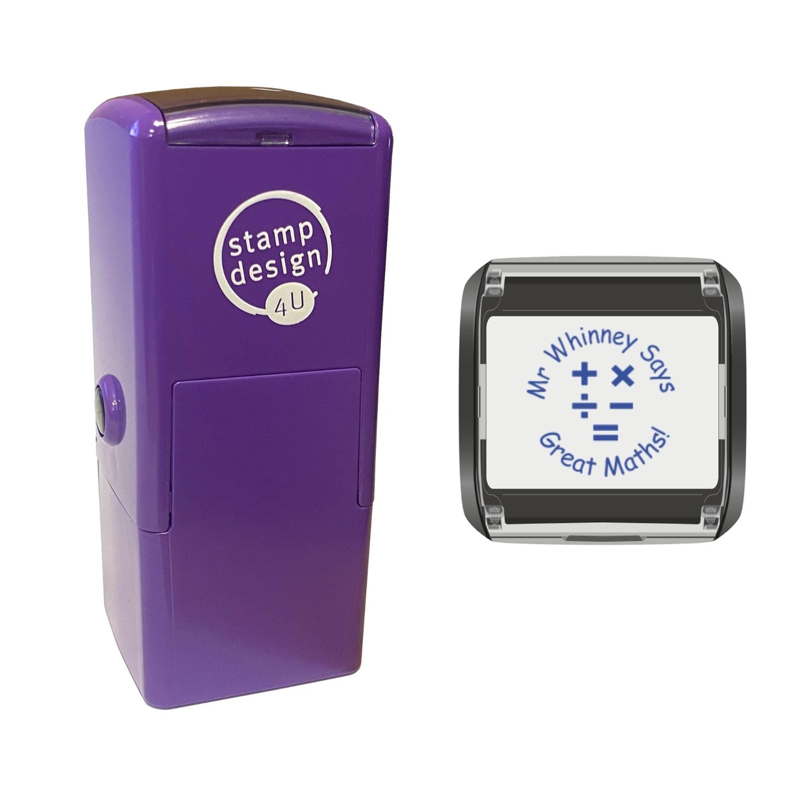 Stamp Design 4U Blue Mathematics Design In With 2 Lines Of Custom Text - School Teacher Personalised Reward, Education And Motivational Stamps