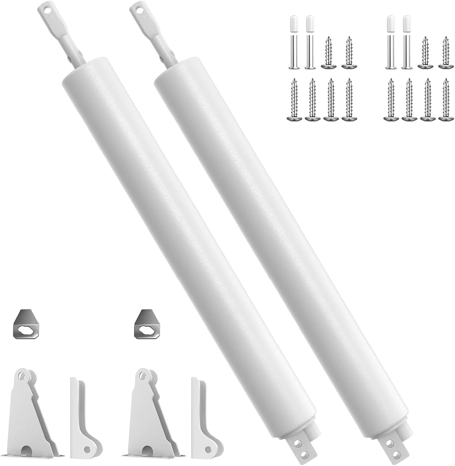 Storm Door Closer Heavy Duty 2 Pieces,White， Door Closer with Hold Open Feature & Smooth Closing Motion – for Storm, Screen Doors