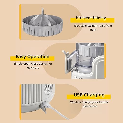 Miniatura 4 de Exprimidor eléctrico portátil de cítricos, exprimidor de naranja recargable portátil y exprimidor de limón con USB recargable, operación de un solo