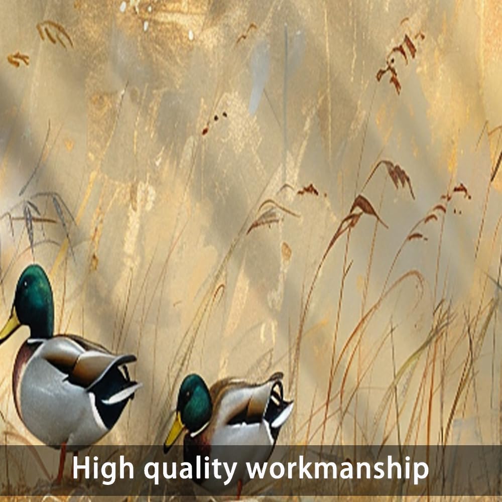 2 Panels Retro Rustic Animals Curtain Valance for Windows, Mallard Duck Grass Field Rod Pocket Short Window Treatment Decor Drapes for Kitchen, Bathroom, 54" X 18"