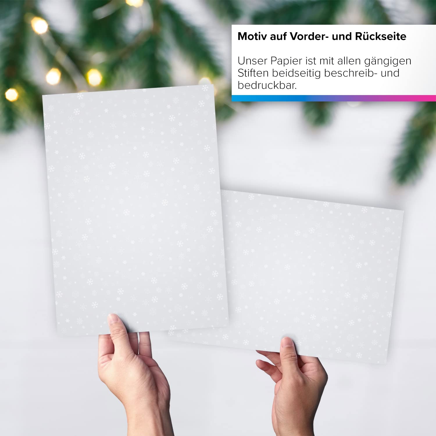 20 Blatt Weihnachts-Motivpapier 'Edle Weihnachtssymbole' – DIN A4, 90 G/m², Für Drucker & Handschriftliche Weihnachtsbriefe