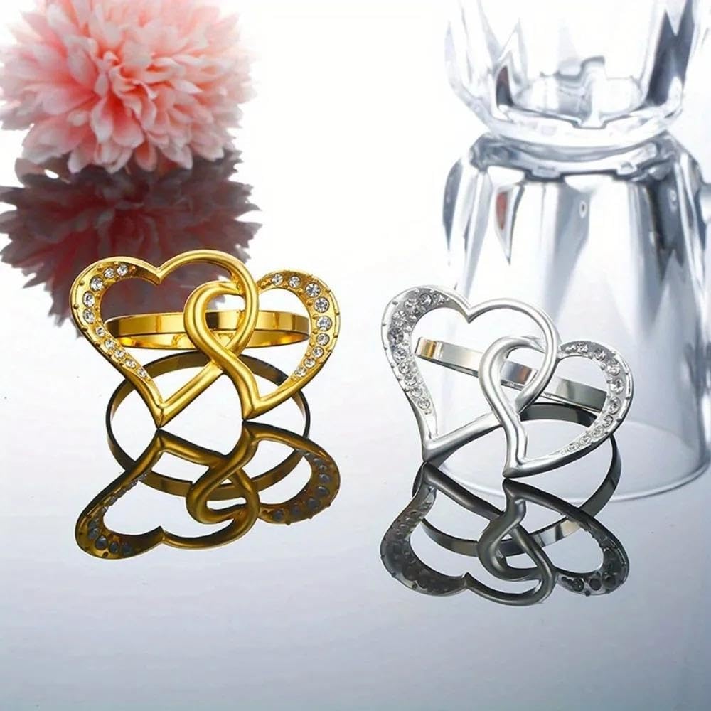 Juego de servilleteros corazón Doble Dorado con pedrería Bling