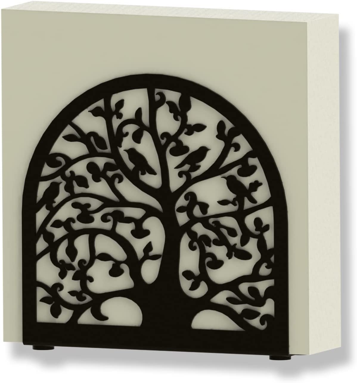 thorqartNapkin Holder, Tree & Bird Design Metal Freestanding Tissue Dispenser Organizer Iron Tabletop Paper Napkin Holder Stand for Home Kitchen Restaurant Picnic Party - Black