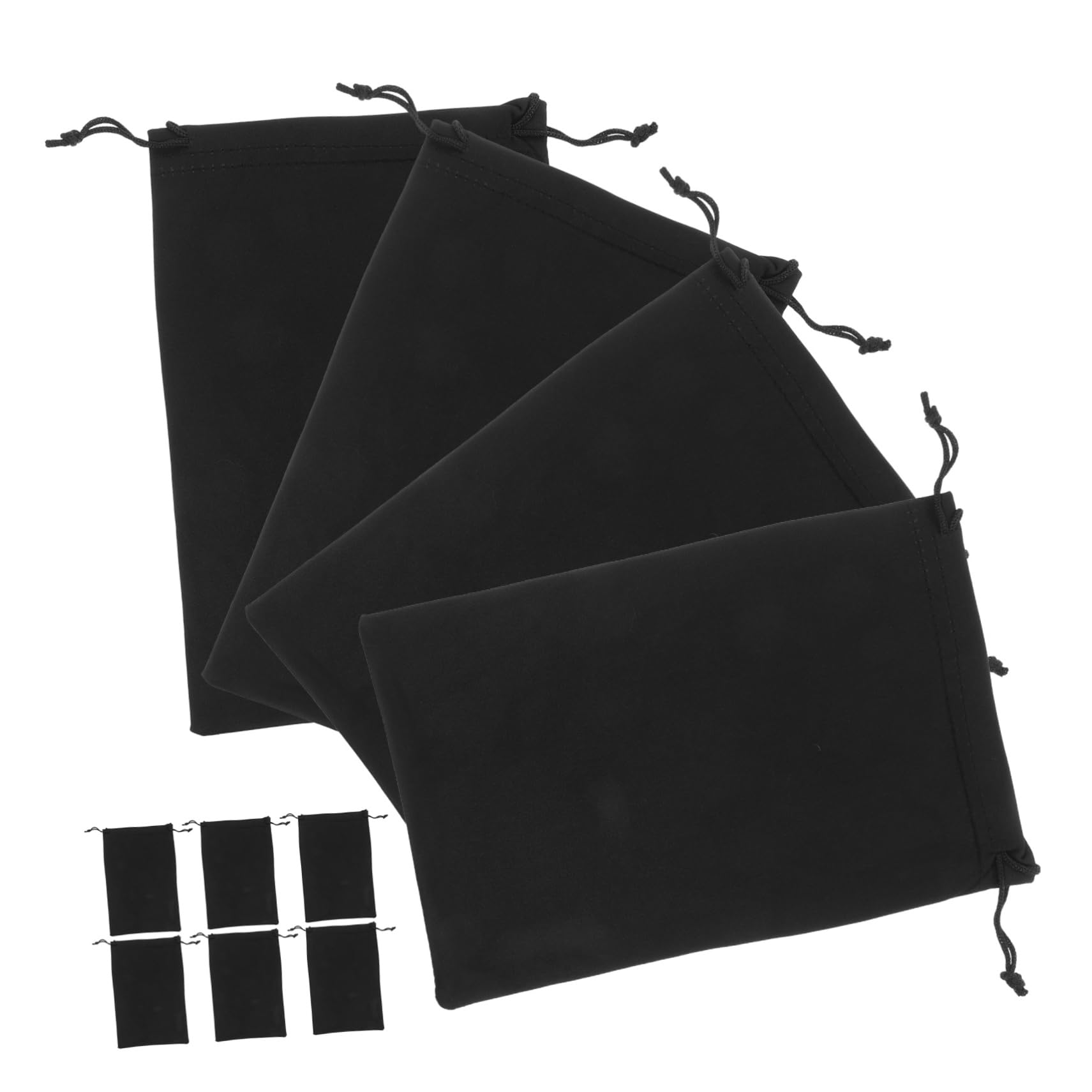 Yardwe Lot de 10 Pochettes à Lunettes de Ski 25x14 Cm en Microfibre Noire, Paquet de Protection Rembourrés Cordon de Serrage, Étuis de Transport Légers pour Voyage et Rangement