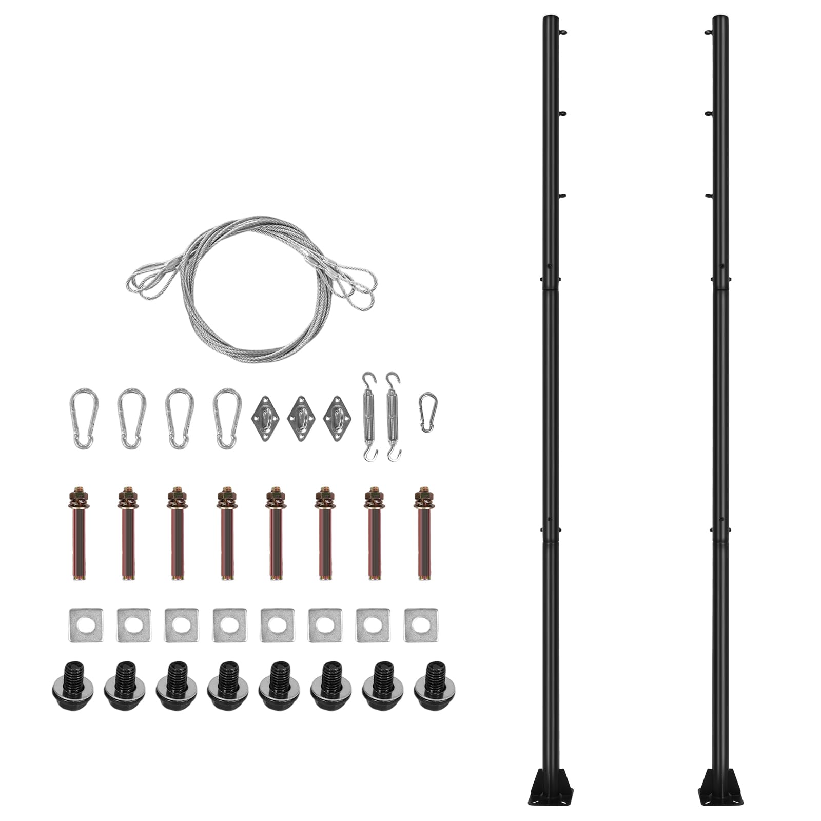 2er-Pack Sonnensegelmaste, 300cm Pfosten für Sonnensegel Metall, 61mm dicken Durchmesser Ständer Sonnensegel Befestigung Set für Garten Terrasse Hinterhof Rasen