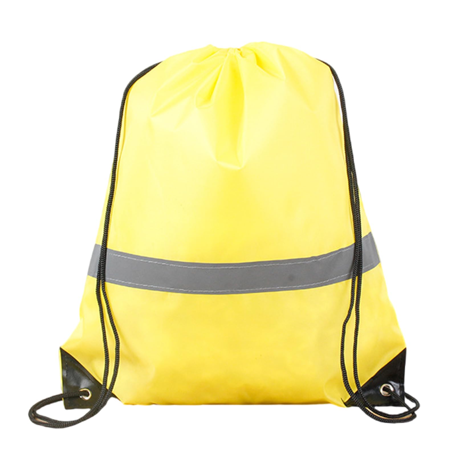 Kfwfuaee Unisex Yellow [Kfwfuaee] Reflective Stripe Drawstring Gym Backpack Spacious Capacity Sports Shoulder Bag Running Cycling Gear Reflective Stripe Drawstring Gym Backpack,