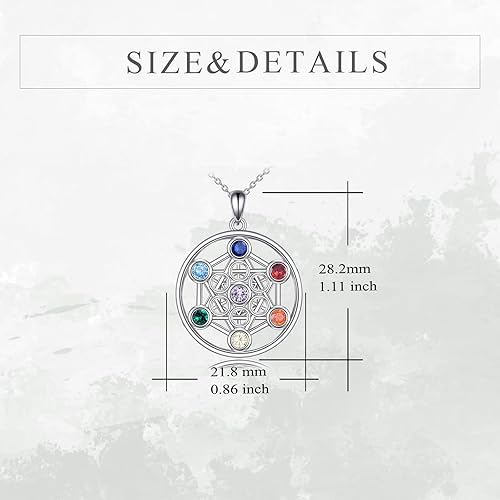 Miniatura 4 de YFN Collar de plata de ley con 7 chakras, colgante de piedras preciosas espirituales, joyería de yoga para mujeres y hombres