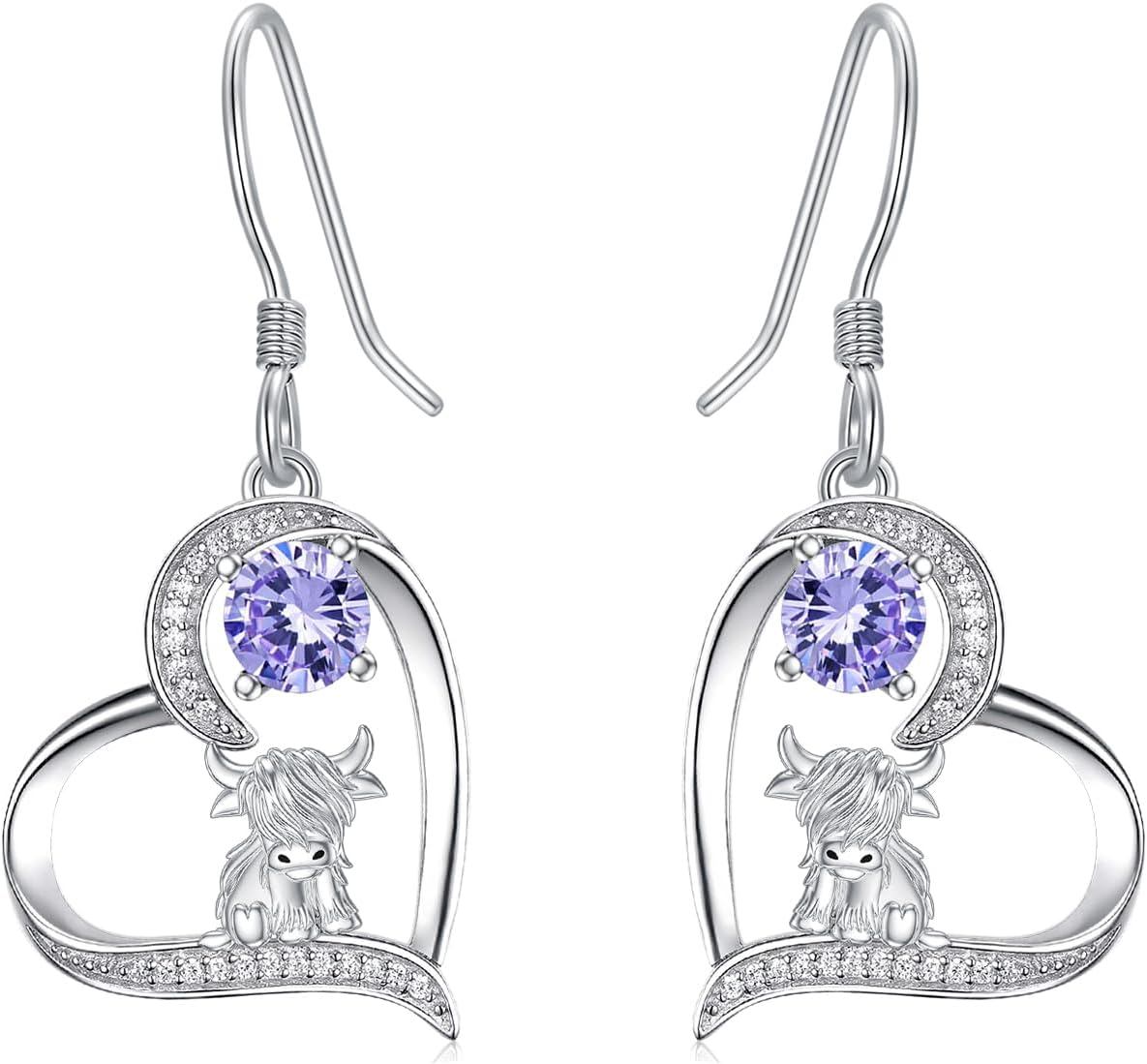Highland Cow Earrings 925 Sterling Silver Highland Cow Dangle Stud Leverback Hoop Earrings Highland Cow with Sunflower Jewelry Highland Cow Gifts for Women