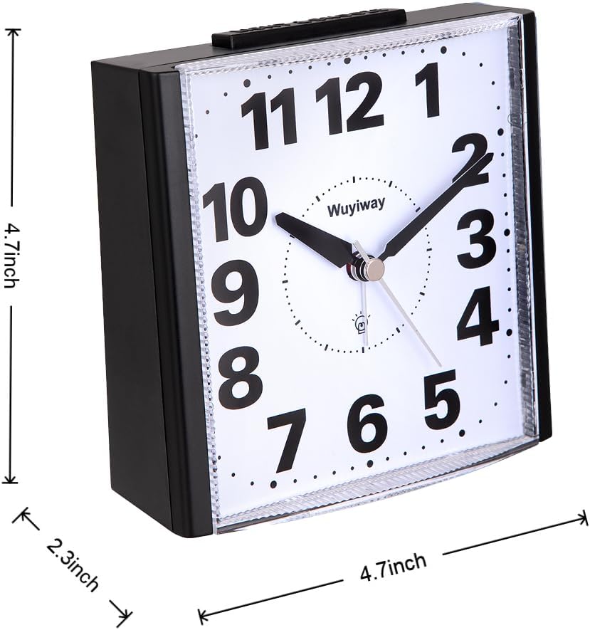 4.7" Large Analog Alarm Clock Bedroom, Battery Operated, Readable for Seniors,Lighted on Demand and Snooze, Beep Sounds, Gentle Wake, Ascending Alarm, Easy Set (Black)