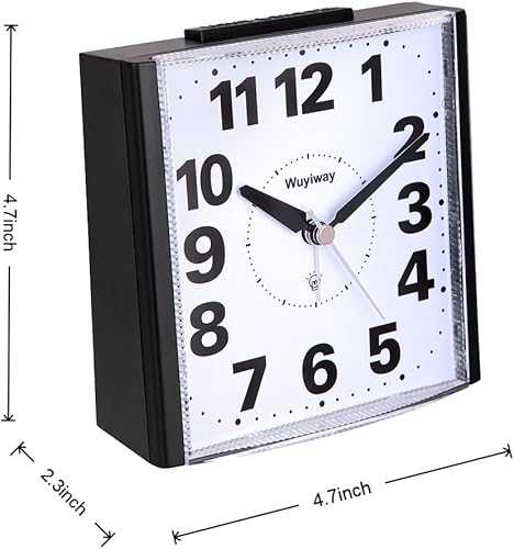 Miniatura 6 de 4.7" Large Analog Alarm Clock Bedroom, Battery Operated, Readable for Seniors,Lighted on Demand and Snooze, Beep Sounds, Gentle Wake, Ascending