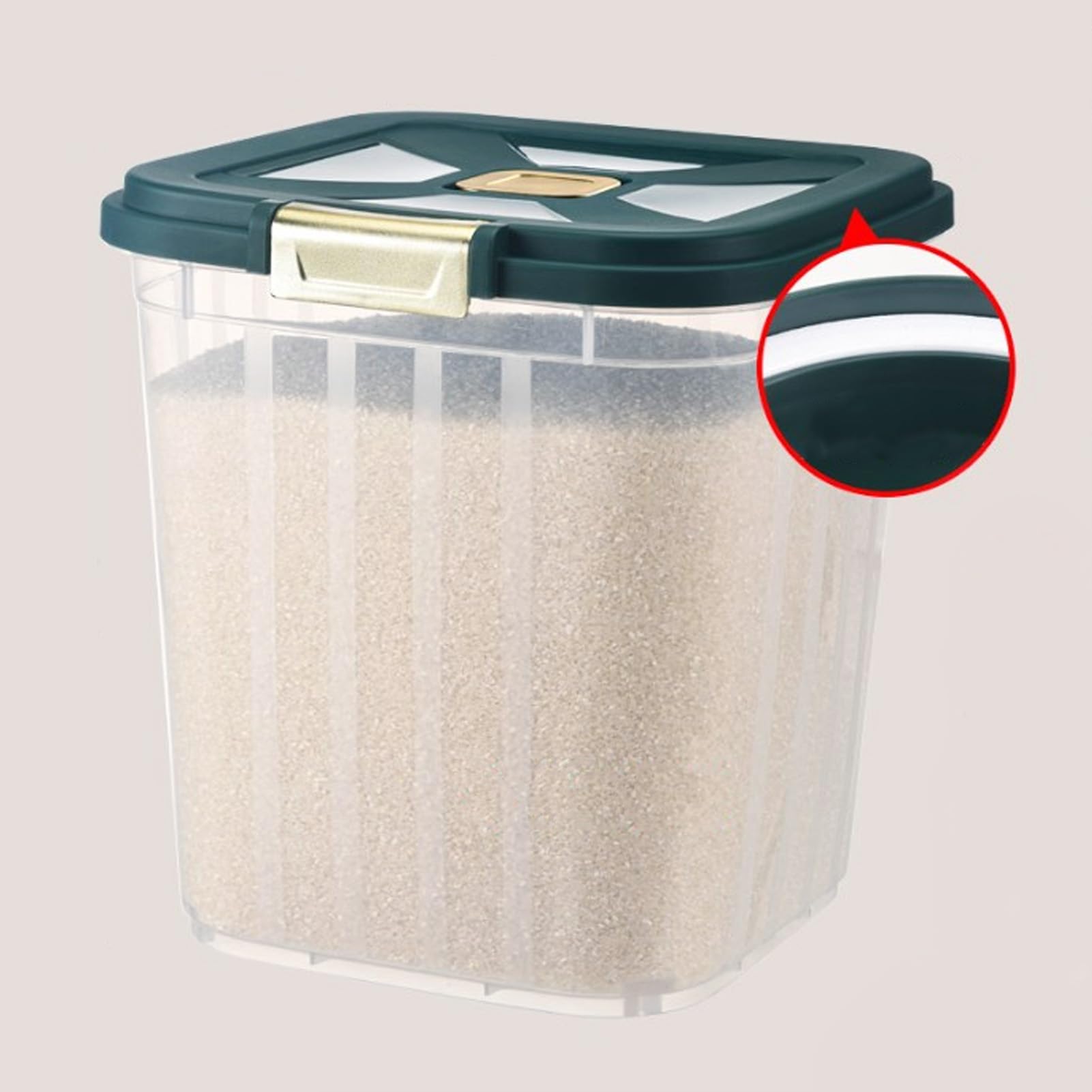 Cryfokt Contenedor para Almacenamiento de Arroz de Gran Capacidad con Sello Hermético y Ruedas Giratorias para Facilitar el Transporte, Ideal para Cocina y Comedor (Pequeña)