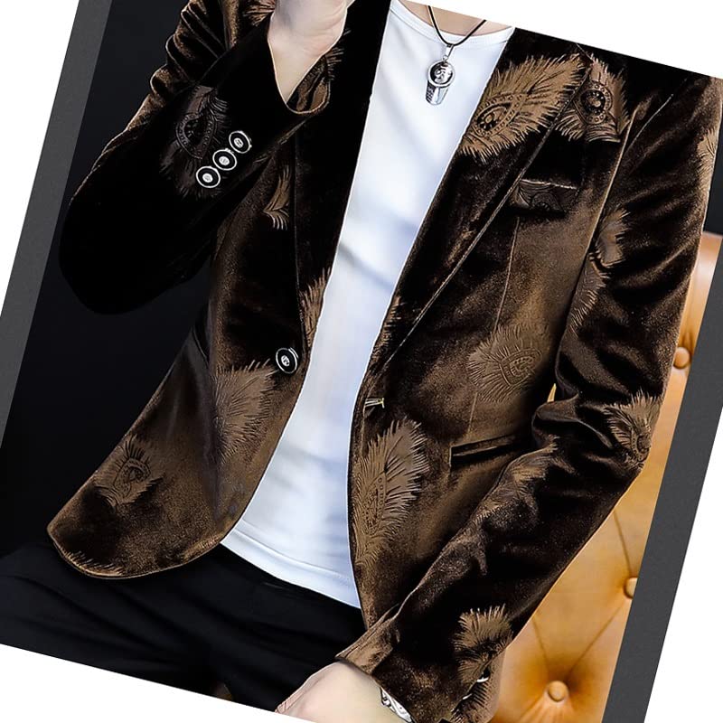 Amazon.co.jp: DXYXZD 秋冬メンズスーツジャケット花柄ベルベット素材