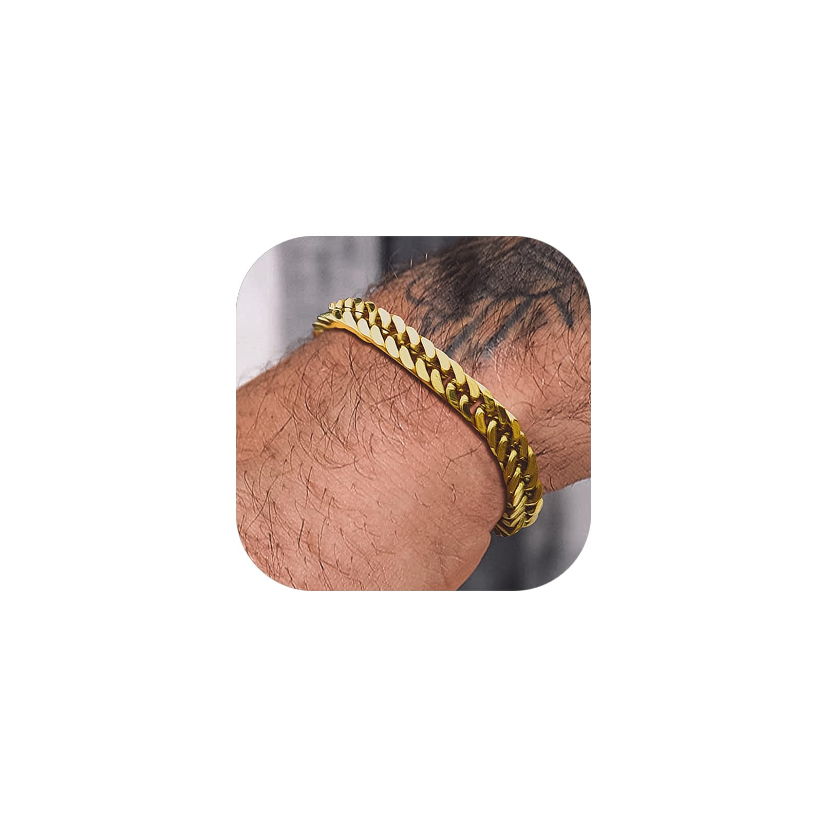 BandmaxCuban Chain Bracelets for Men Women, Stainless Steel/Black/Gold Hip Hop Chunky Miami Curb Link Wristlet Bracelet Gift for Son Grandson Husband FatherRecycled Claim Standard Blended