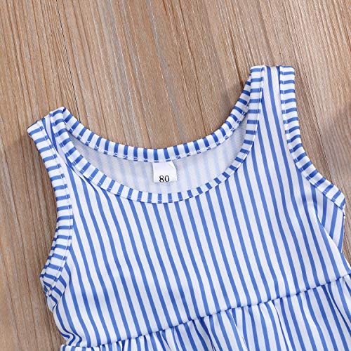 Image of YOUNGER TREE Toddler Baby Girls Summer Swimsuit Sleeveless Striped Swimwear Two-Piece Suit Beach Bikini