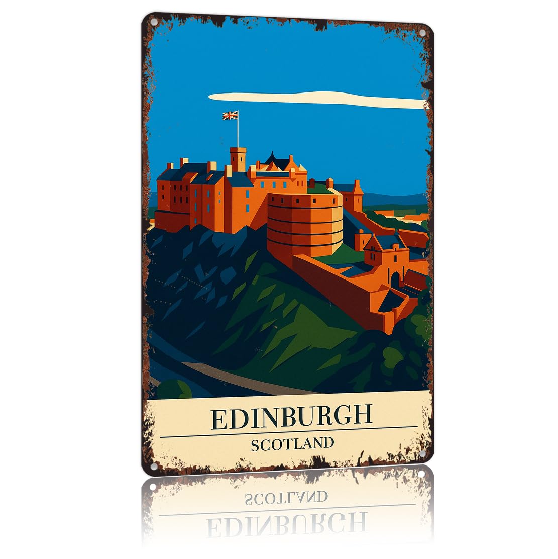 peiyeety Vintage Tin Sign Edinburgh Scotland Poster Funny Metal Sign Aluminum 8x12inch For Bathroom Bedroom Living Room Wall Decor
