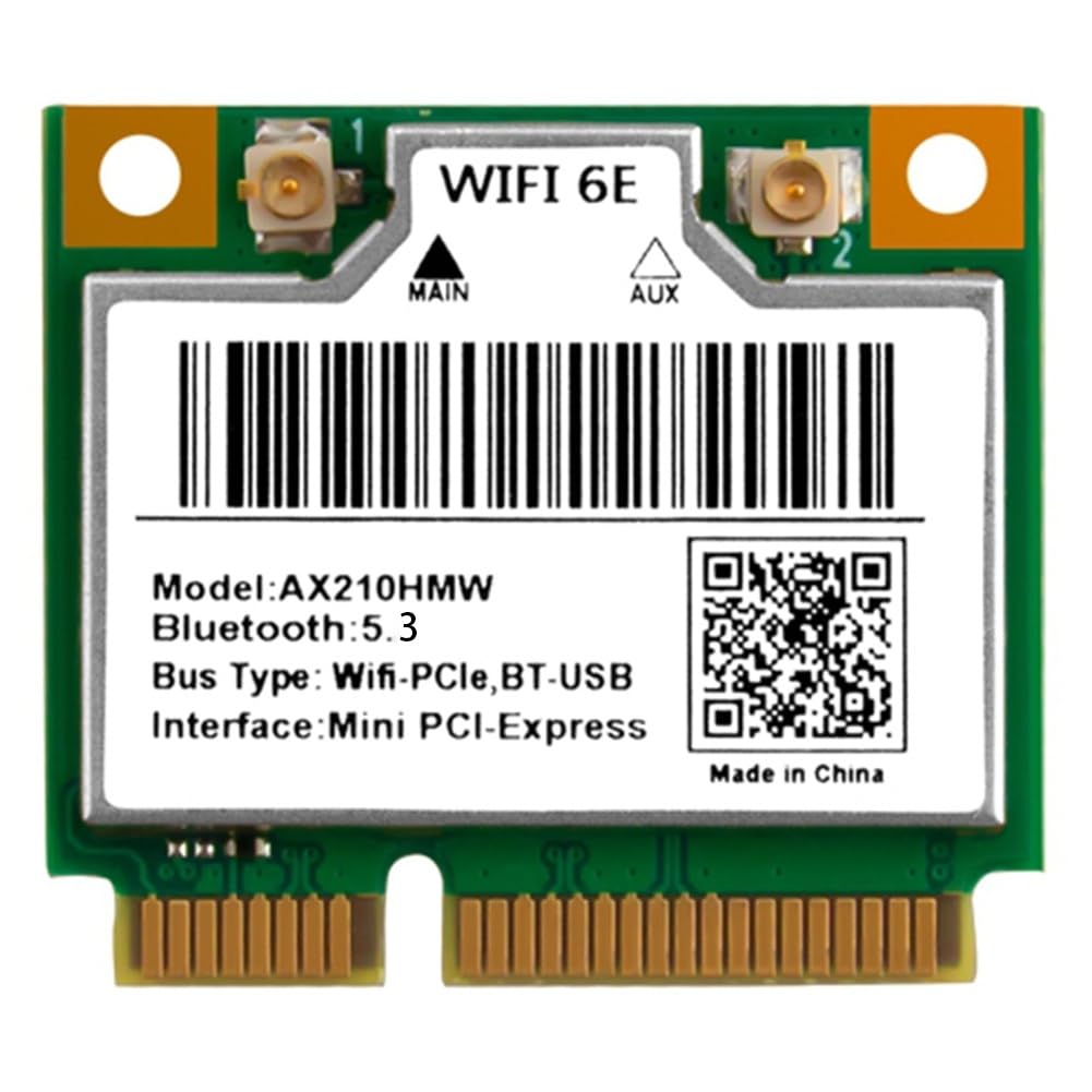 WiFi 6E Mini PCI-E AX210HMW Wireless Network Card Bluetooth 5.3 Adapter for Desktop Laptop, Tri-Band 2.4/5/6GHz AX WiFi
