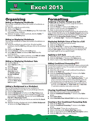 Amazon.in: Buy Excel 2013 Advanced Quick Source Reference Guide Book ...