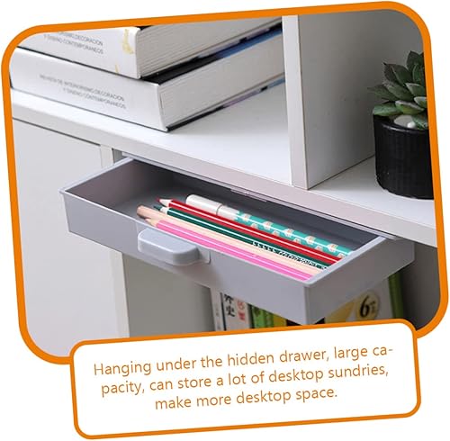 Miniatura 5 de EXCEART Caja de almacenamiento sin perforaciones, cajón de escritorio, cajón de escritorio, bandeja adhesiva para lápices, cajón debajo del