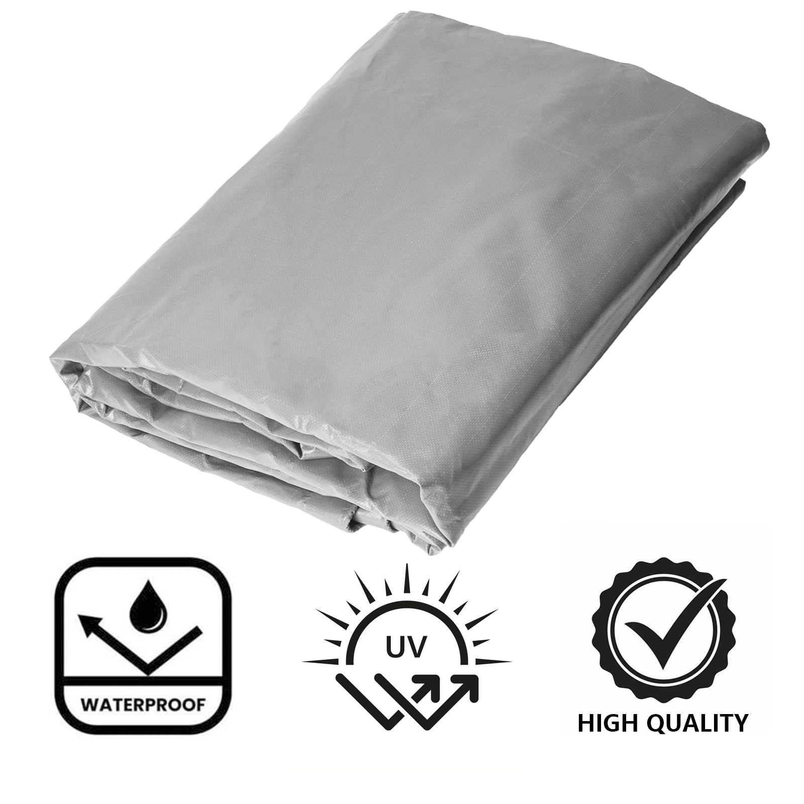 Lona Impermeable Exterior 420 g/m² Lona de Protección con Ojales y 10m Cuerda 3 x 5m Lonas Resistente a Los Rayos UV para Piscina Coche Barco Madera Muebles de Jardín (Gris)