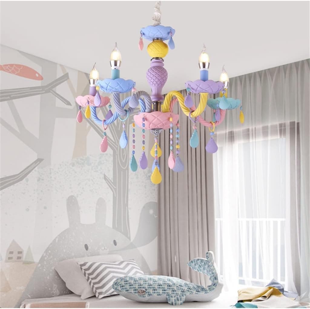 Multicolor Glass Crystal Candle Chandelier Lamps Children Room Bedroom Girl Princess Macaron Lights