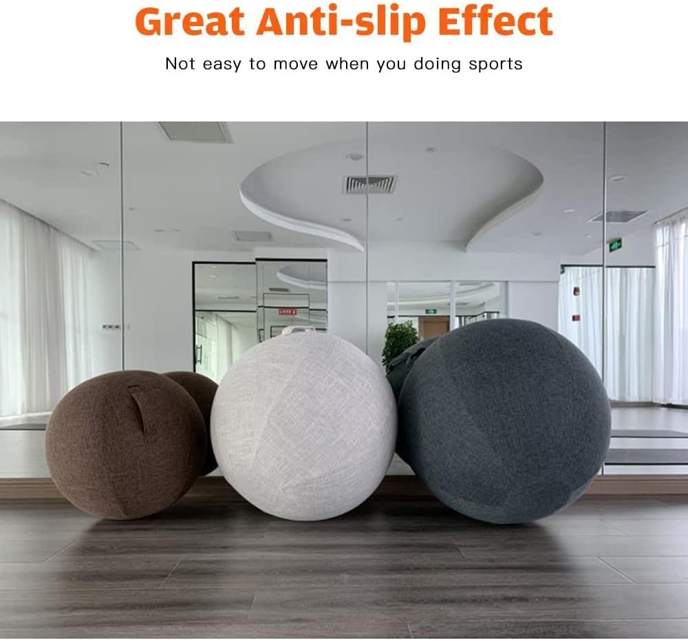 Pilates Yoga Ball Abdeckung Mit Griff - Leinen Hülle 55cm Beige