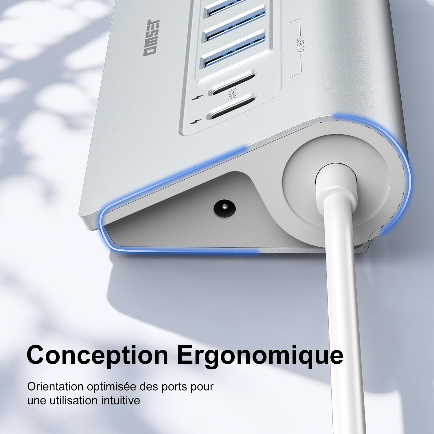 JESWO 65W Hub USB C Alimenté 9 Ports(USB A+C) Aluminium Hub USB 3.2 10Gbps