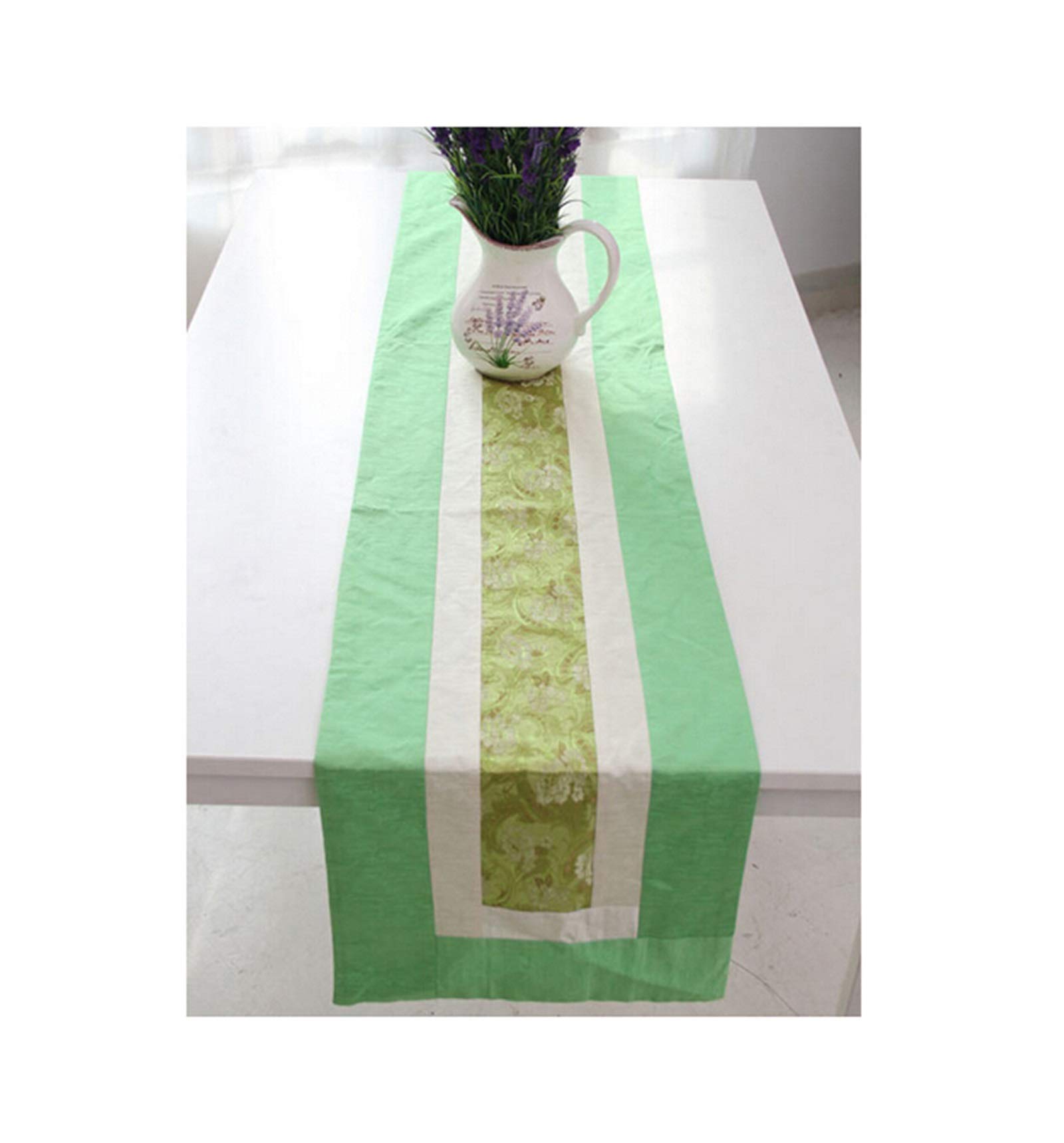 Runner Tavola Cotone Natalizio, Runner Natalizio Verde Due Fiori di Tono Runner Da Tavolo Elegante, 35x200CM